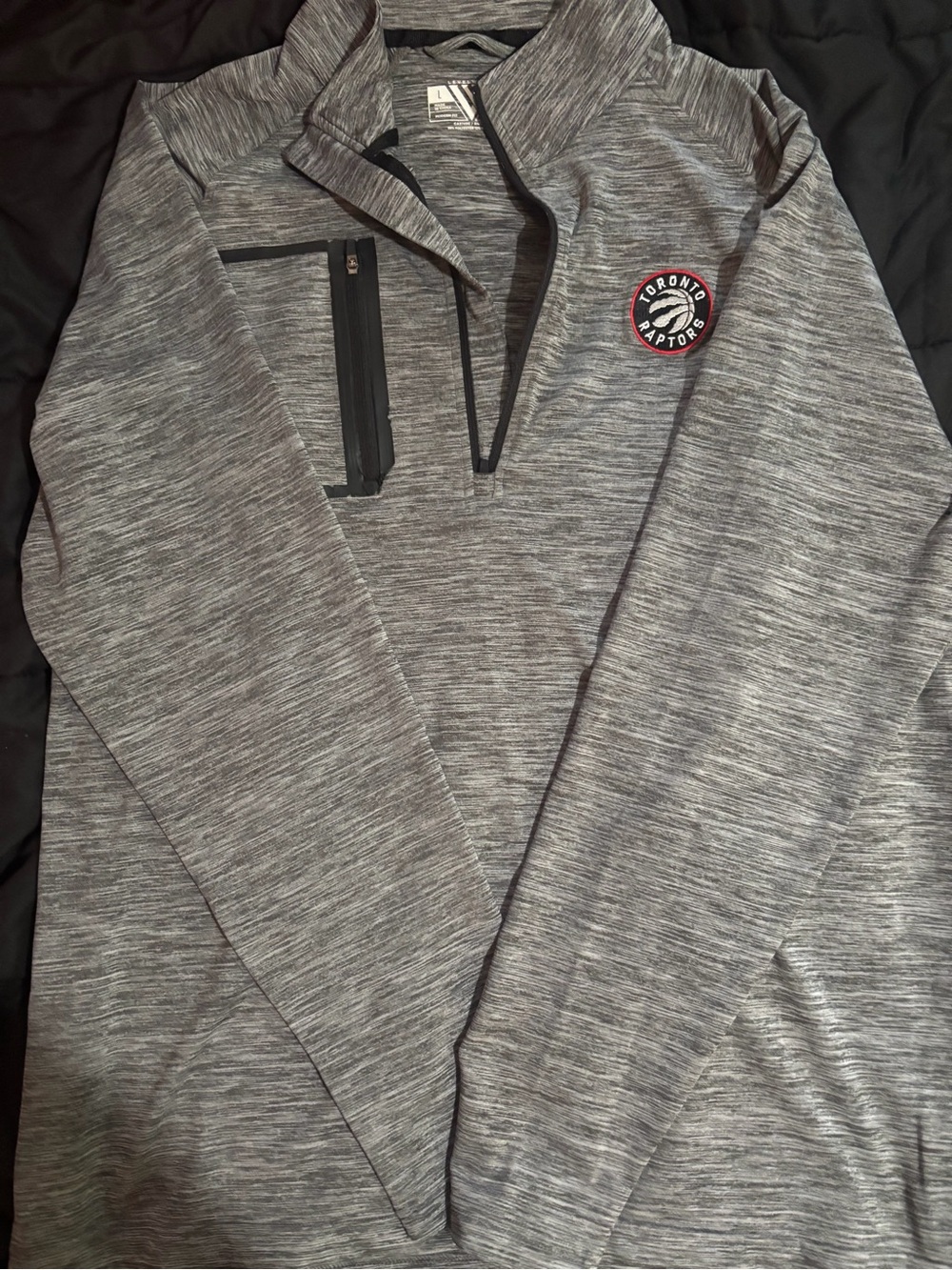 Toronto Raptors Men’s Gray Quarter-Zip Performance Sweater